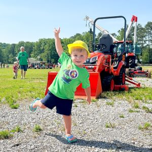 child with hard hat