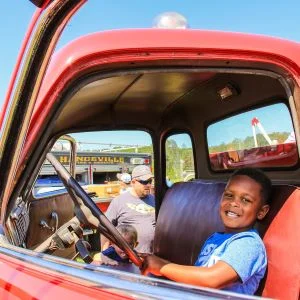 kids in vintage truck